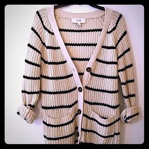 F21 V-Neck Striped Cardigan